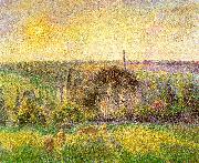 Camille Pissaro Countryside and Eragny Church and Farm painting